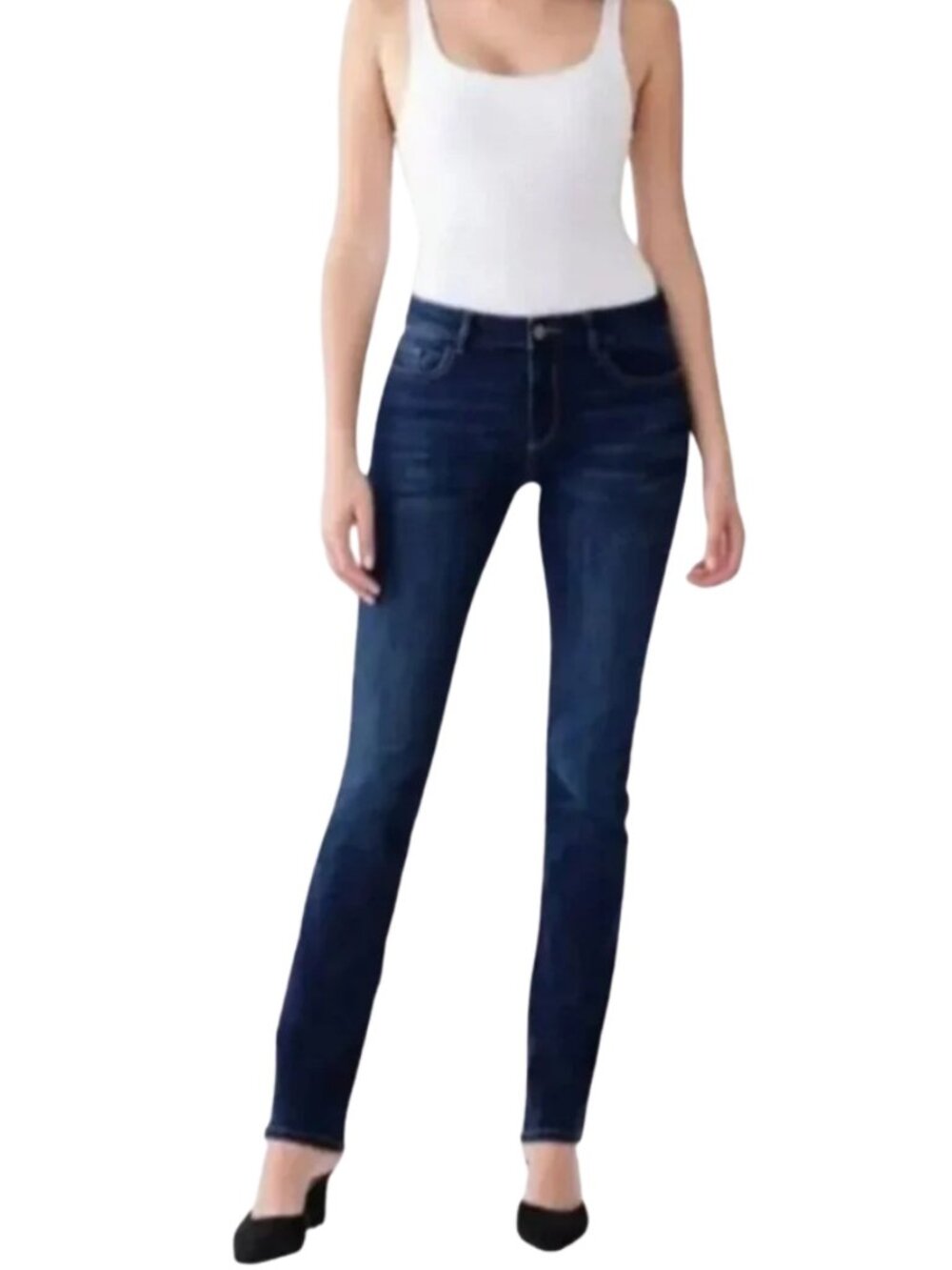 Dl196 Jean Coco Straight Mid Rise Curvy 32" In Solo 30 x 32